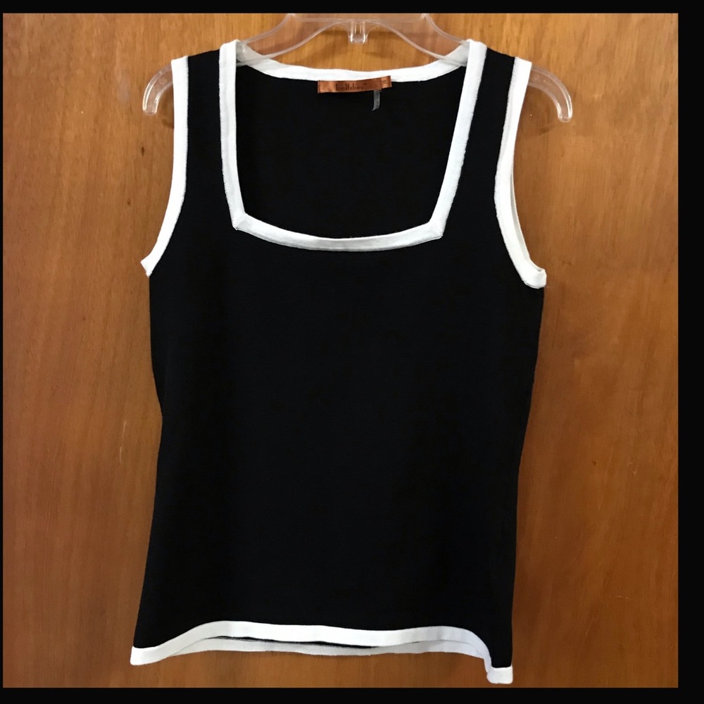 Belldini Black Knit Tank w/ White Trim Sz XL